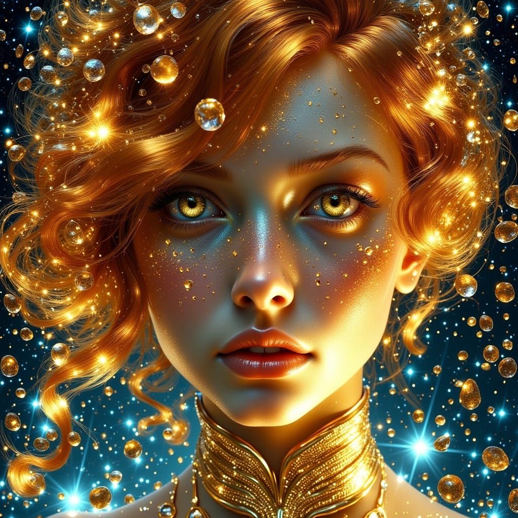 Golden Goddess Meditates on Martian Horizon