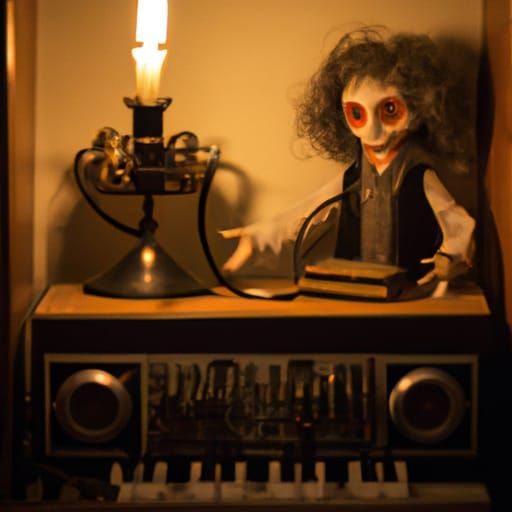 Horror Marionette Doll with Music Player