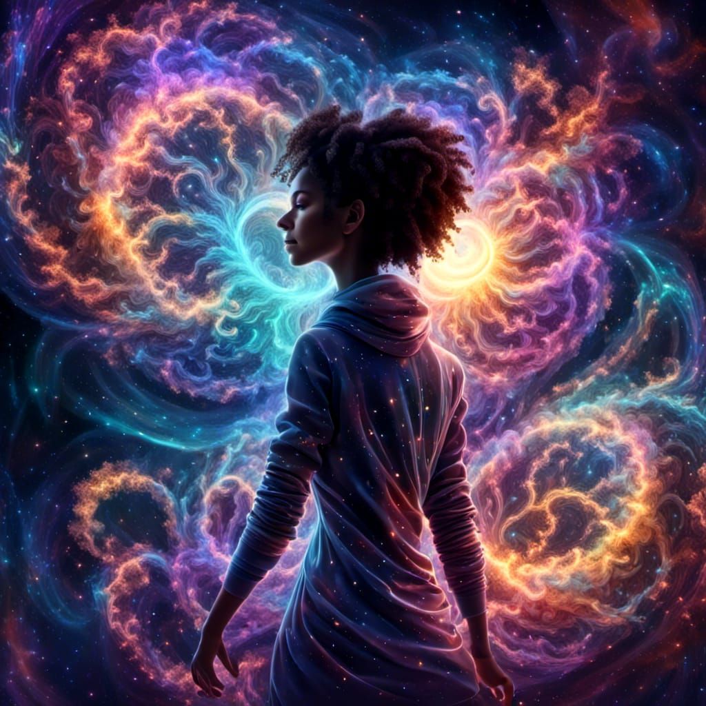 Double Exposure Space Scene in Detailed Matte Painting