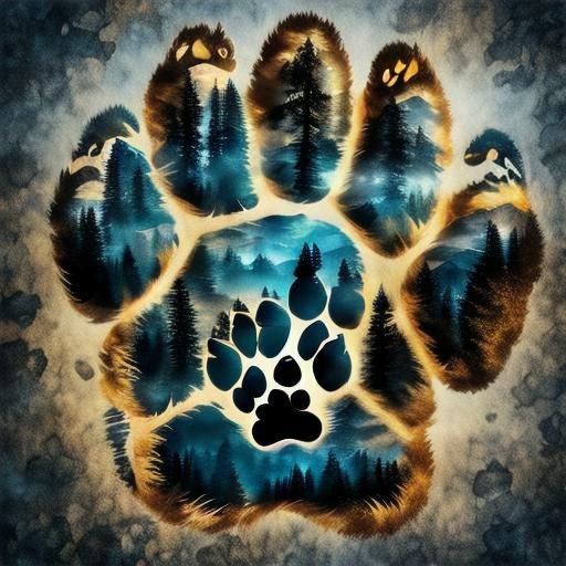 Detailed Matte Painting of a Bear Paw