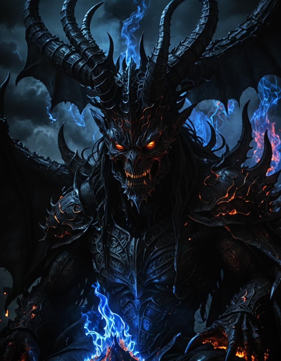 Demonic Creature on Throne in Dark Fantasy Style
