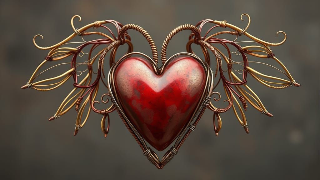 Metal Wire Heart with Wings: Detailed Craftsmanship