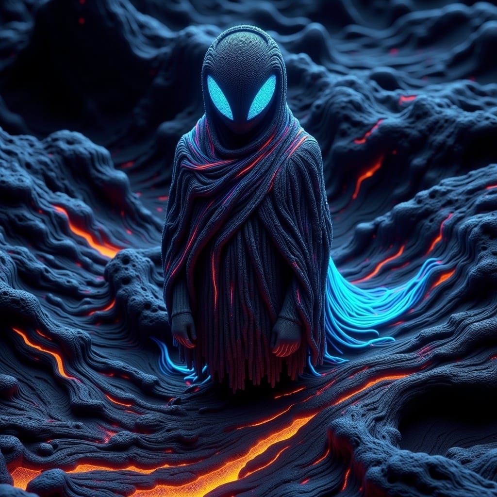 Fremen Warrior in Desert with Glowing Eyes