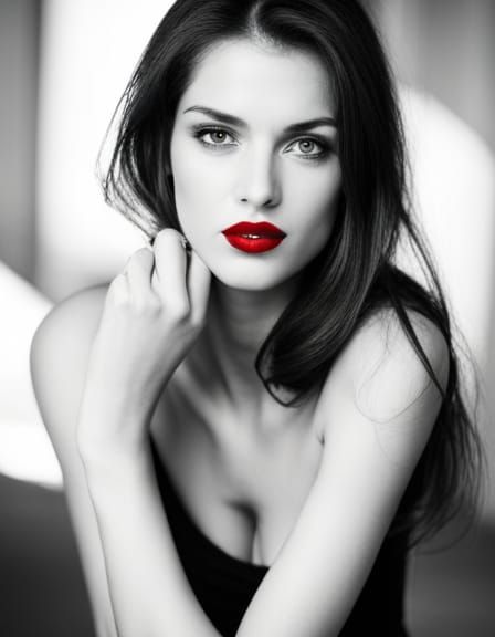 Classic Red Lipstick Beauty Portrait