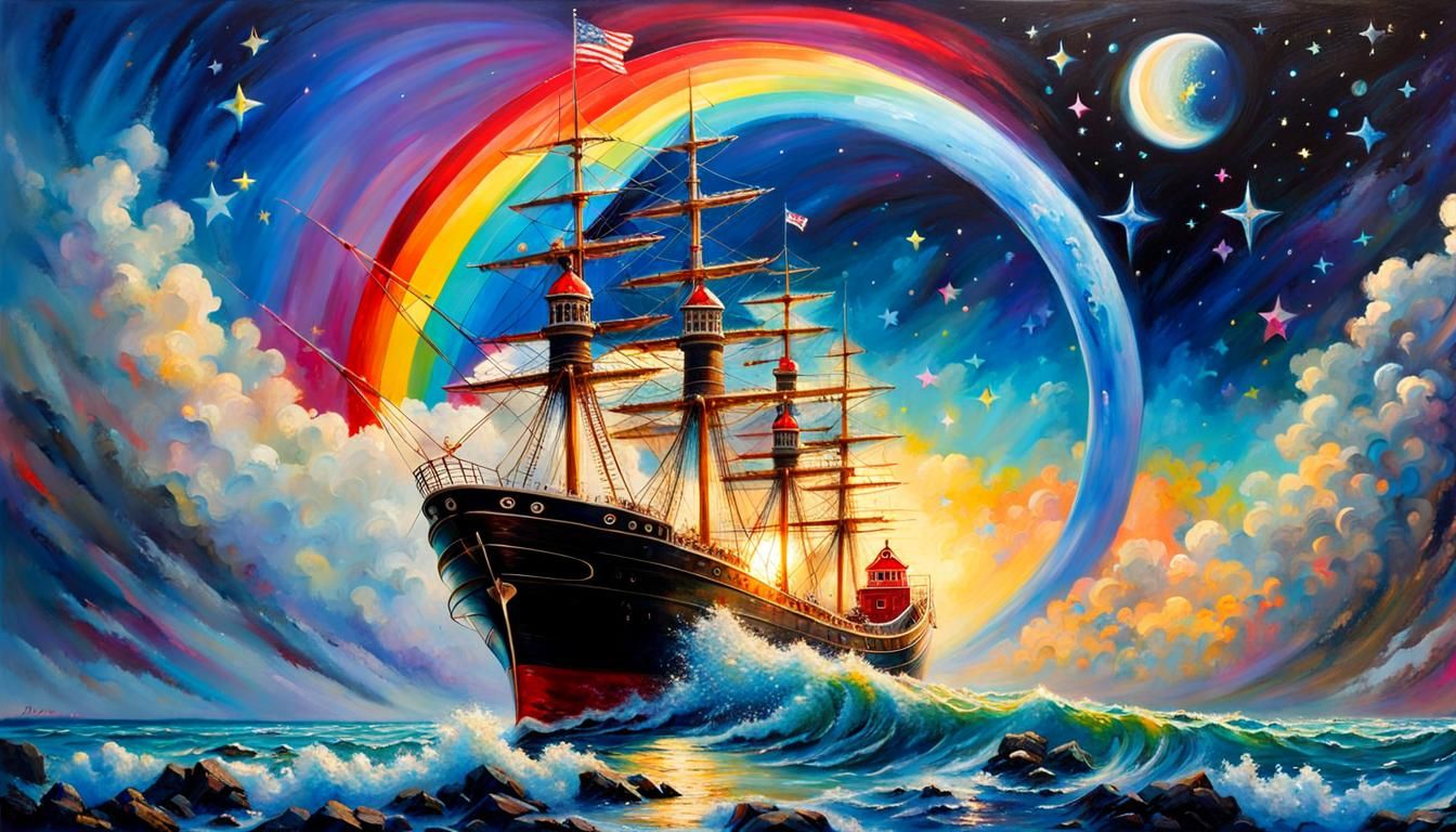 Nostalgic Landscape with Ship and Panther