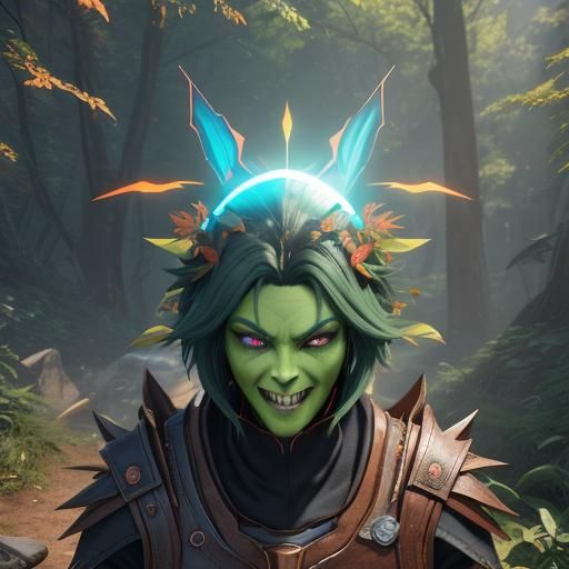 Anthropomorphic Strawberry with Glowing Tooth, Digital Art