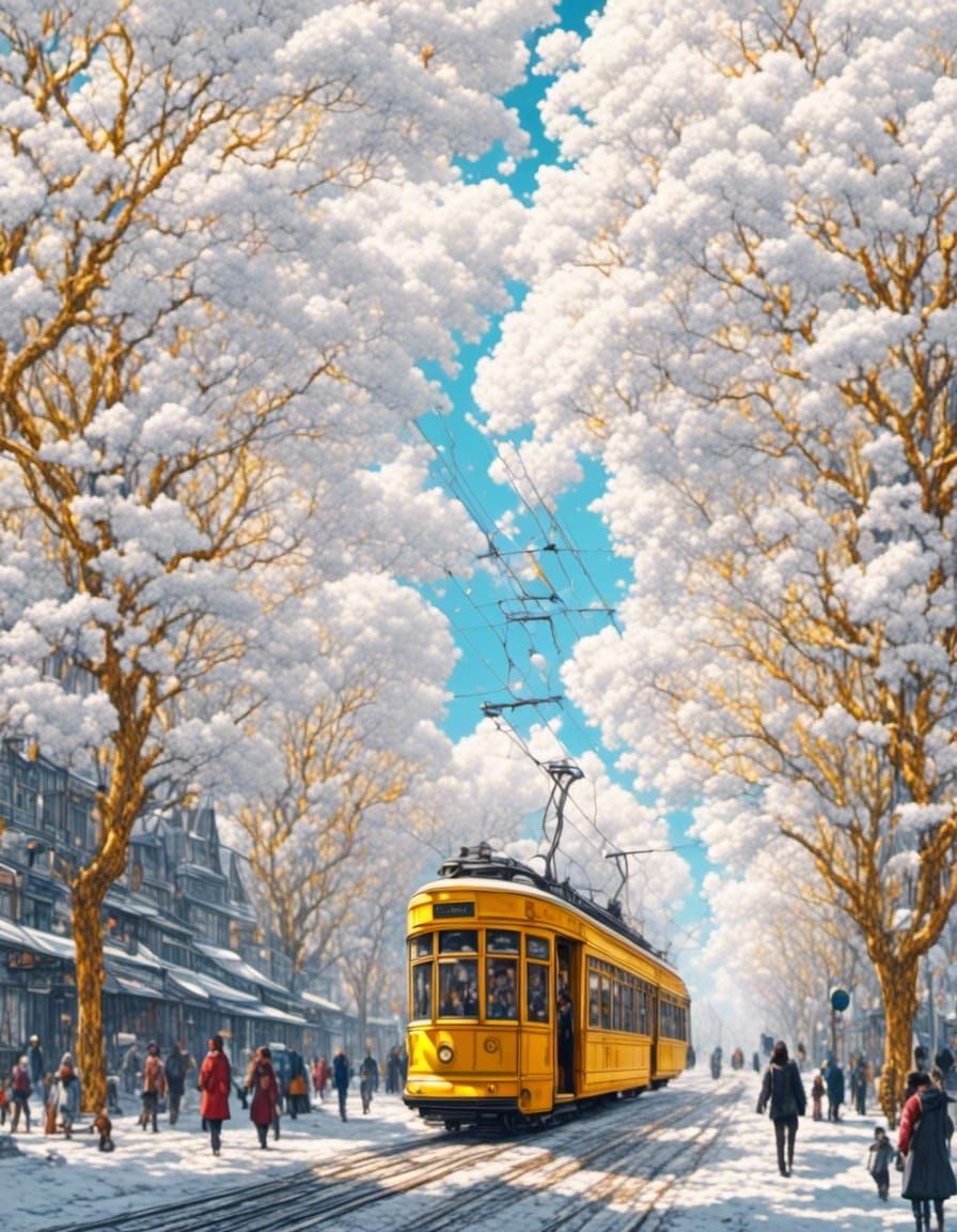 Futuristic Cyberpunk Lisbon Winter Scene