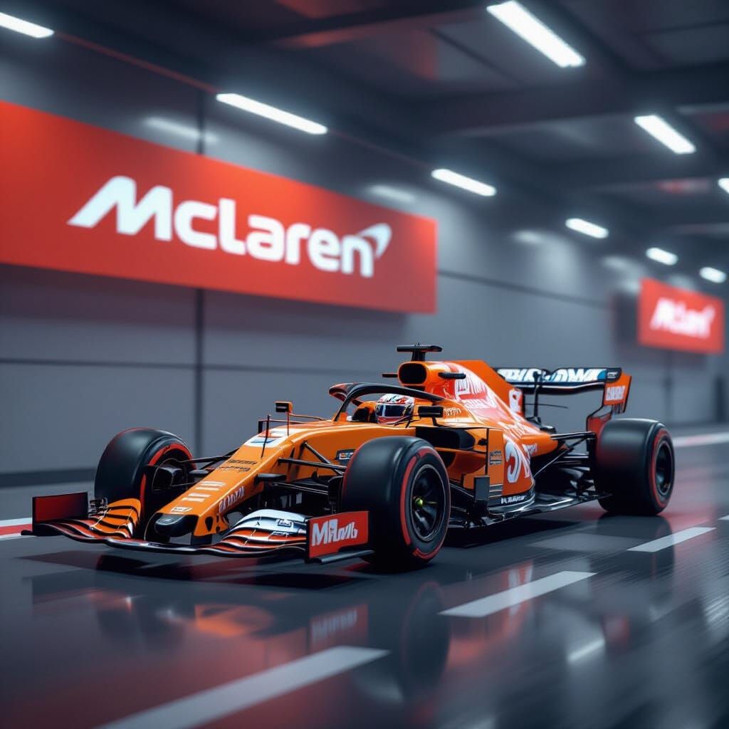 Futuristic Orange McLaren F1 Car in Syd Mead Style