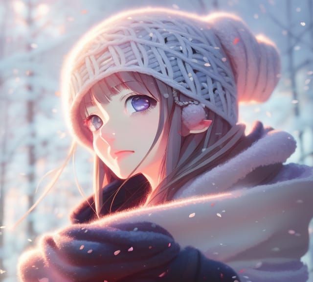 Anime Girl in Winter Yarn Accessories