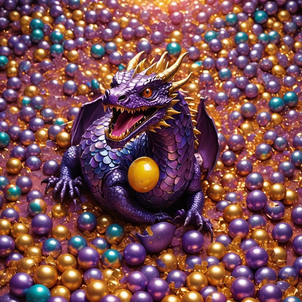 Metallic Dragon Hatching in Rainbow Ball Pit