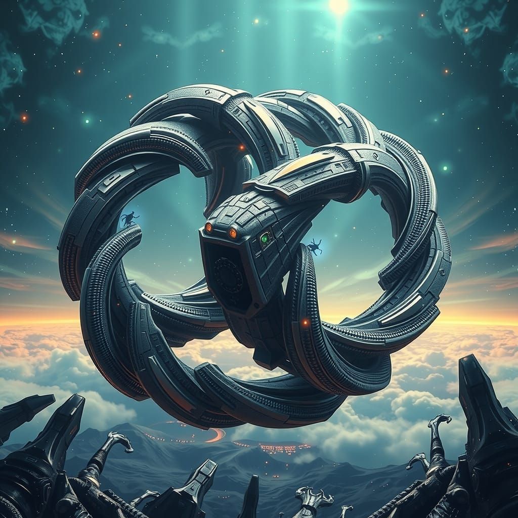 Surreal, Dreamlike Structure in Cyberpunk Aesthetic