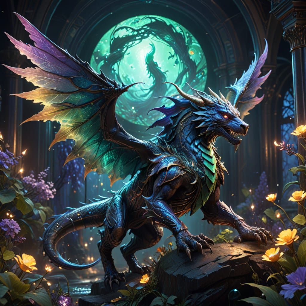 Majestic Dracalon Soars Across Moonlit Landscape in Hyperdet...