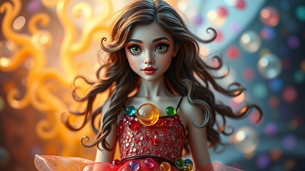 Gorgeous Woman Wears Whimsical Glass Dress in Enchanted Sett...