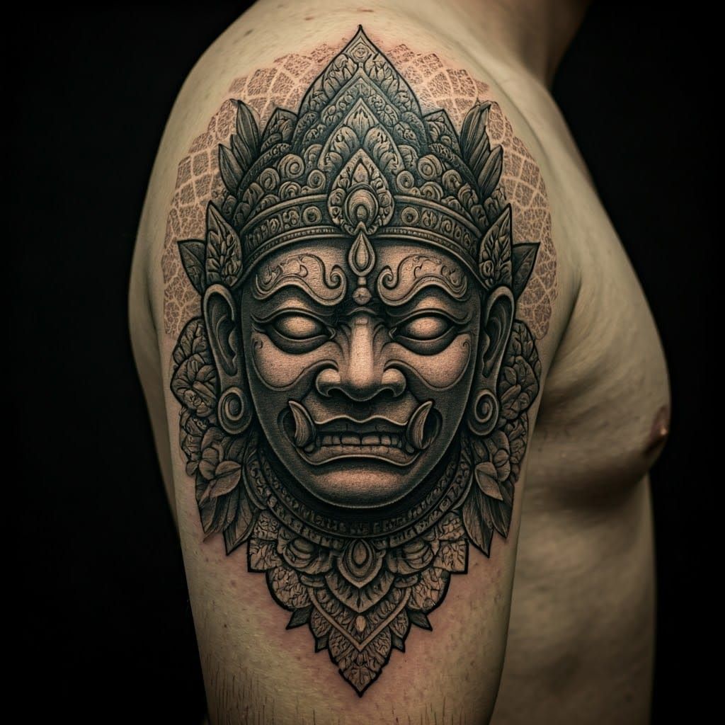 Intricate Indonesian Geometric Tattoo Design