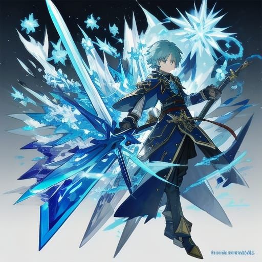 Ice Warrior Wields a Shimmering Elemental Sword