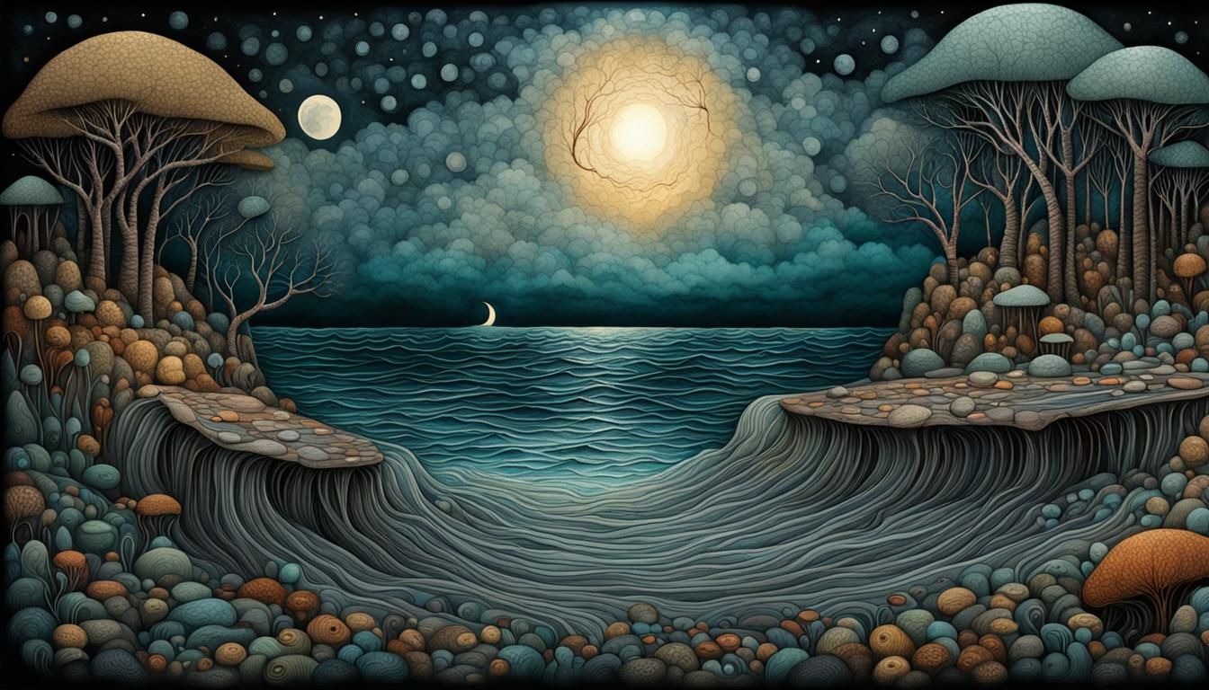 Surreal Seashore in Dreamlike Style