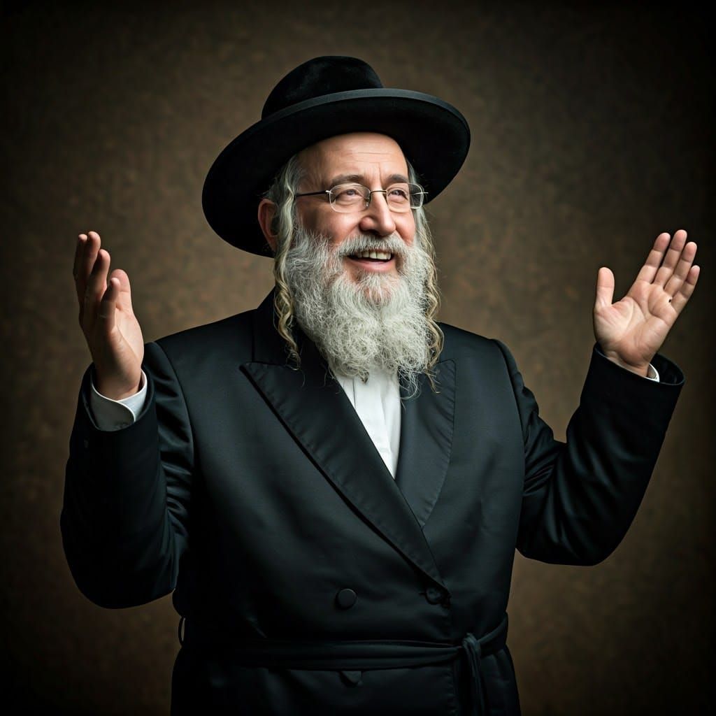Joyful Orthodox Jew Portrait in Hyperrealism Style