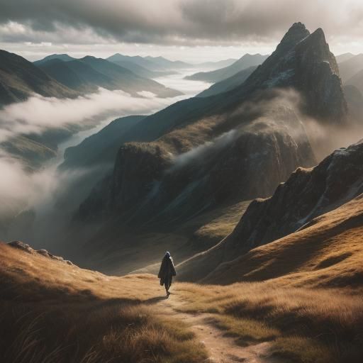 Woman Enjoys Mountain View in Cinematic Photography