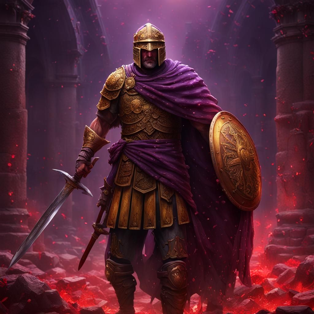 Hyperdetailed Roman Soldier in Dark Fantasy Style