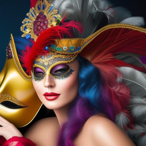 Carnival Woman in Venetian Mask: Digital Painting