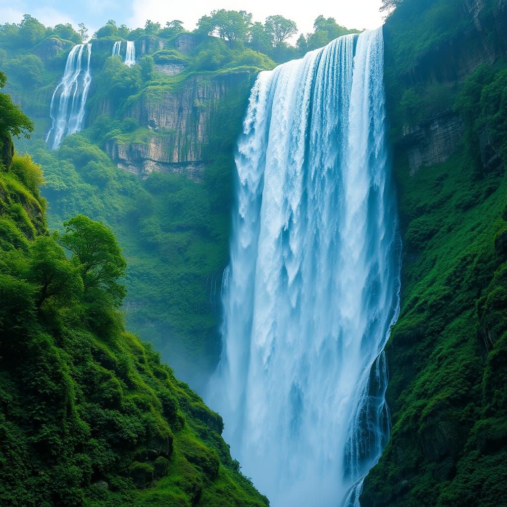 Majestic Waterfall of Silver and Jewels in Art Nouveau Style