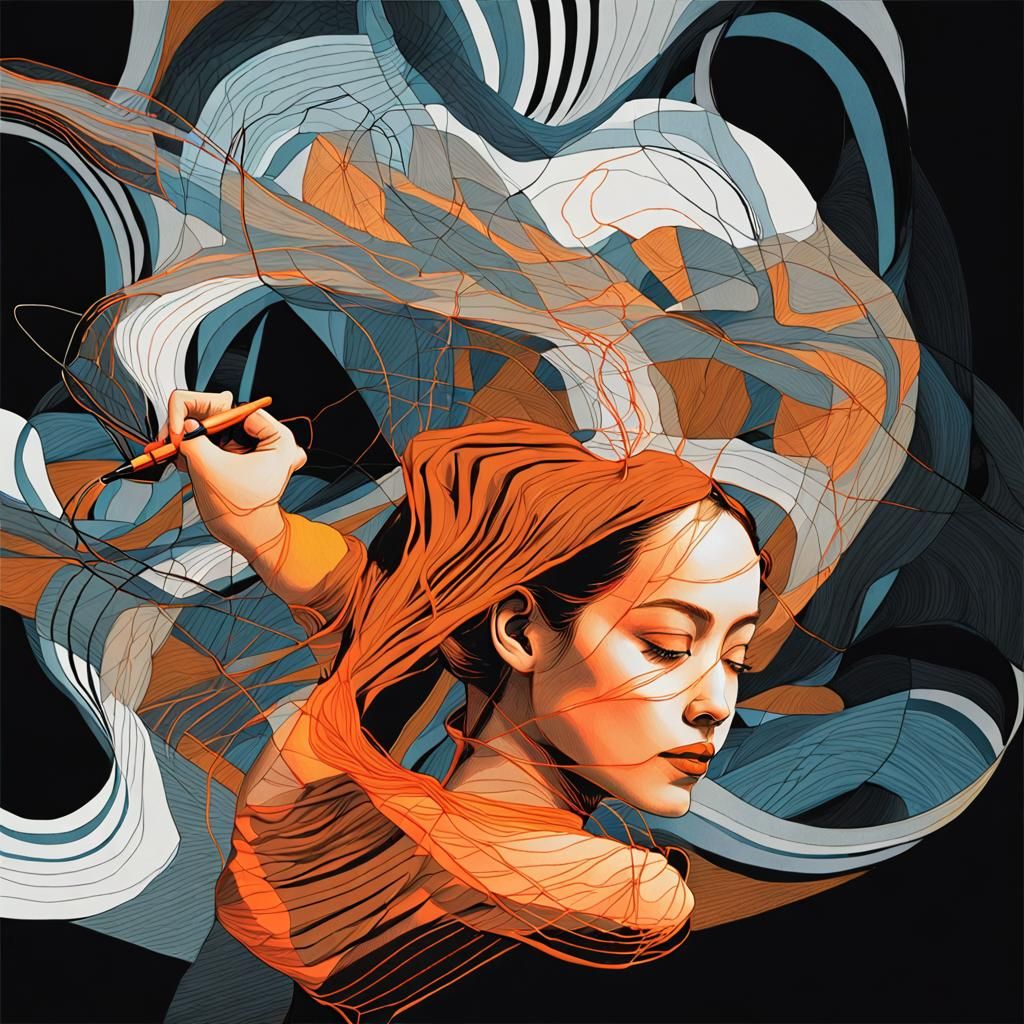 Elegant Dancer: Continuous Line Art in X-Ray Style