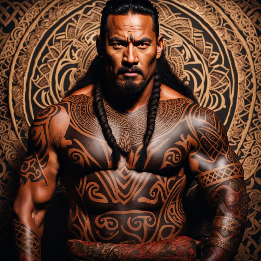 Maori Warrior Haka Pose Concept Art