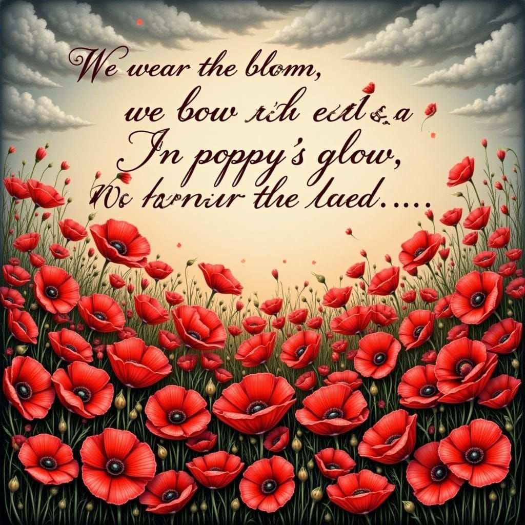 Red Poppies Bloom for Remembrance in Watercolor Style