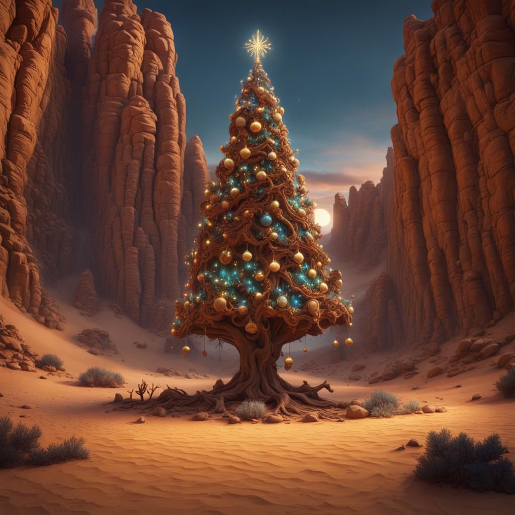 Christmas Tree in the Desert: Digital Matte Painting