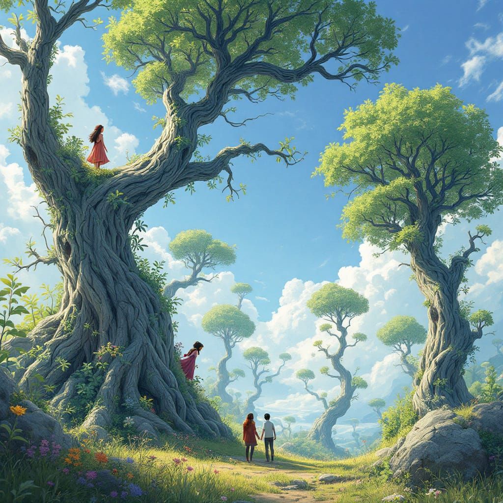 Floating Roots Illuminated by Sun in Mystical Light