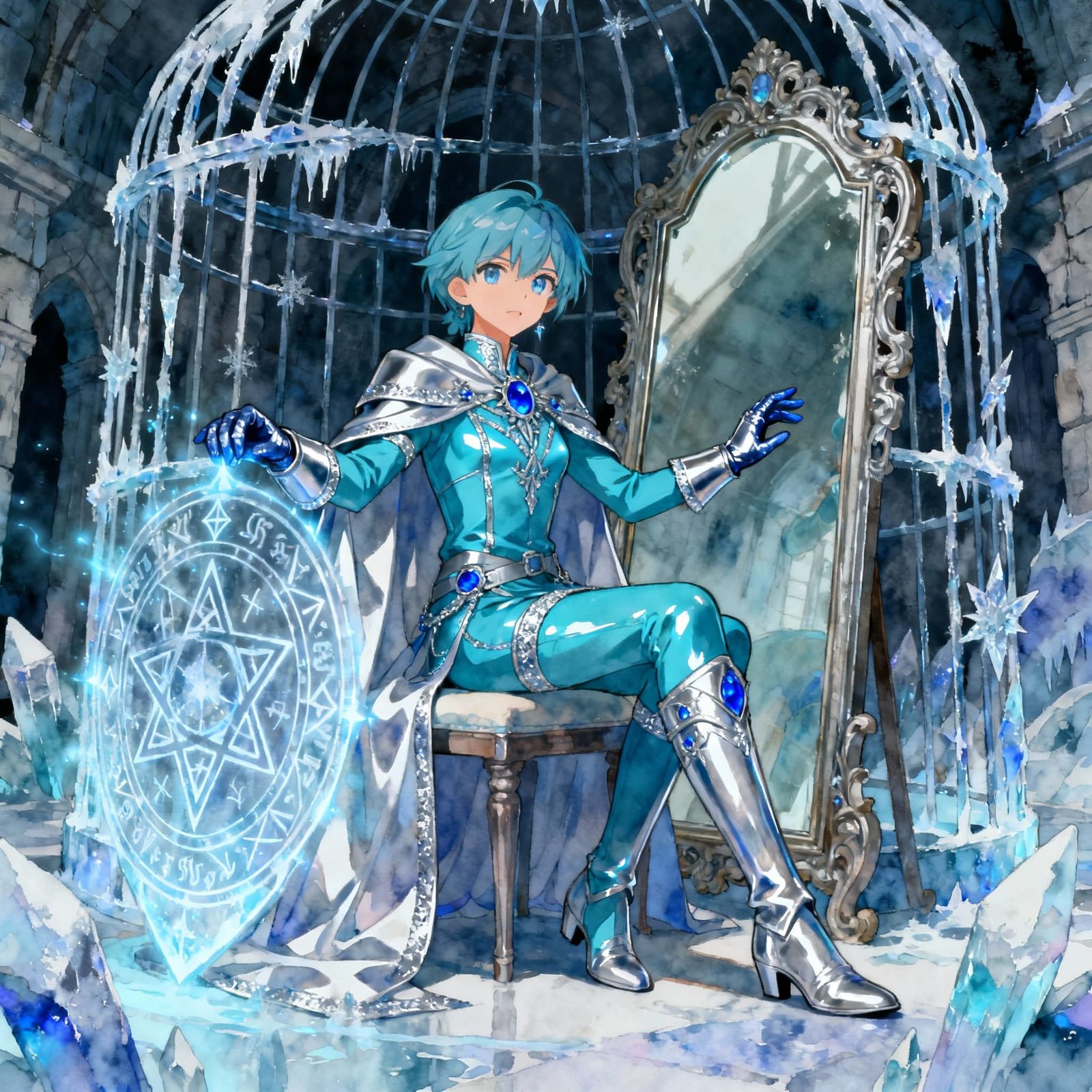 Anime Warrior Ranger Trapped in Ice Cage
