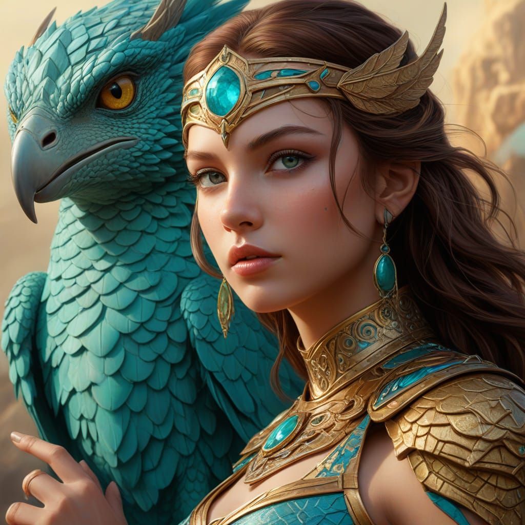 Princess of Mars with Dragon in Fantasy Art