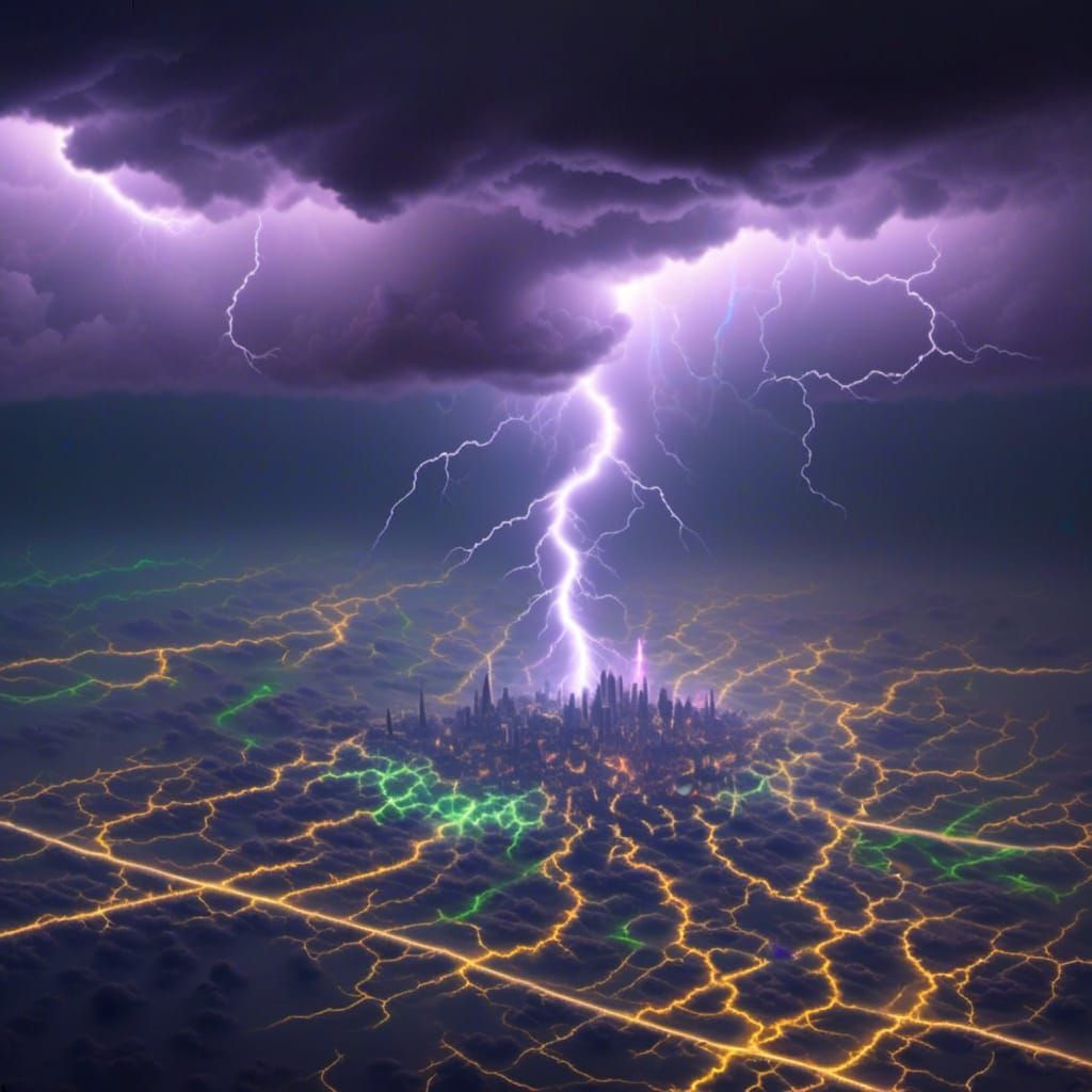 Spitfire in Lightning Storm