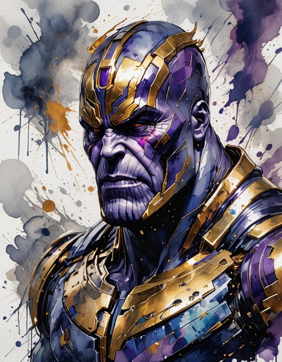 Apocalyptic Thanos in Watercolour Painting
