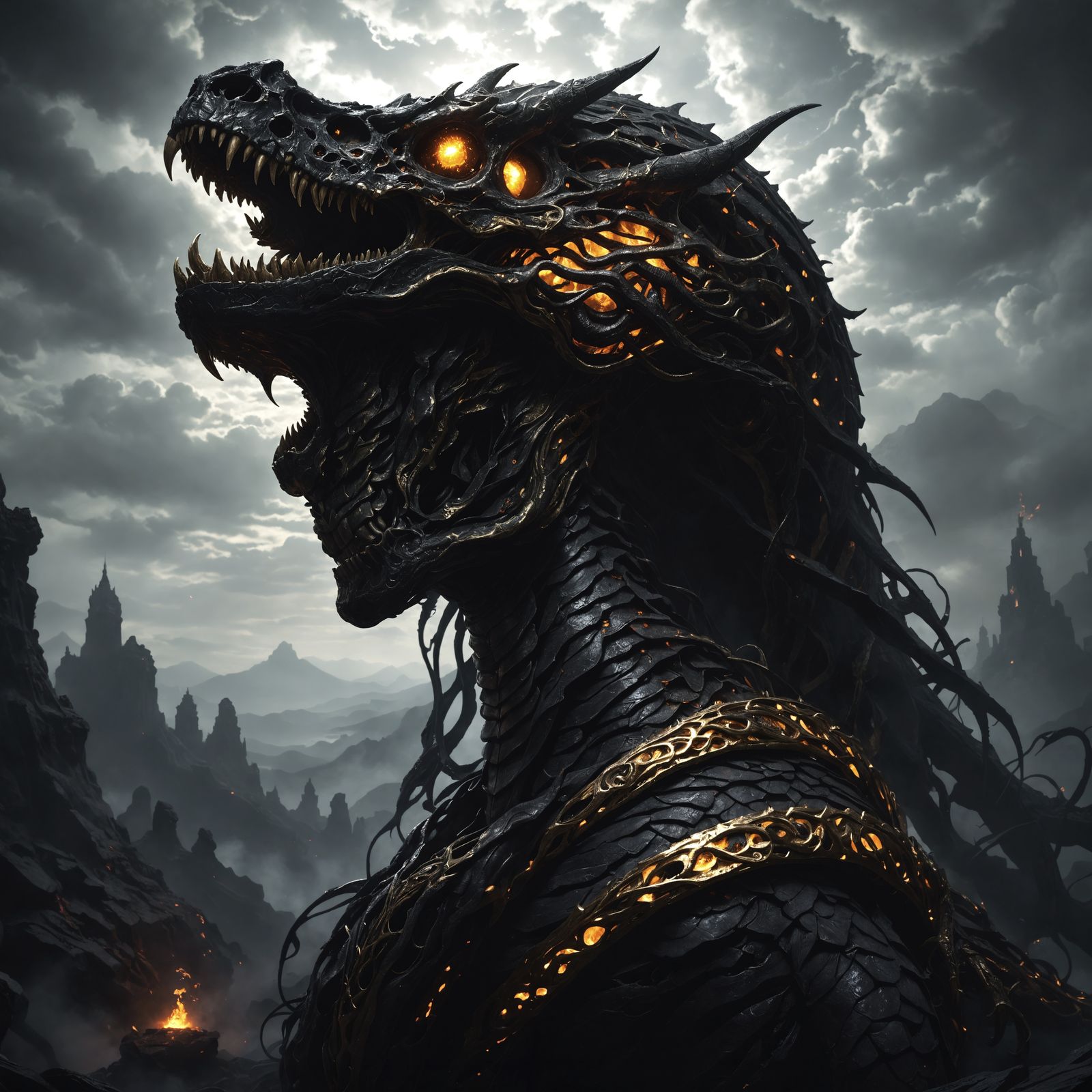 Ghastly Skeleton Snake Descends into Hellscape