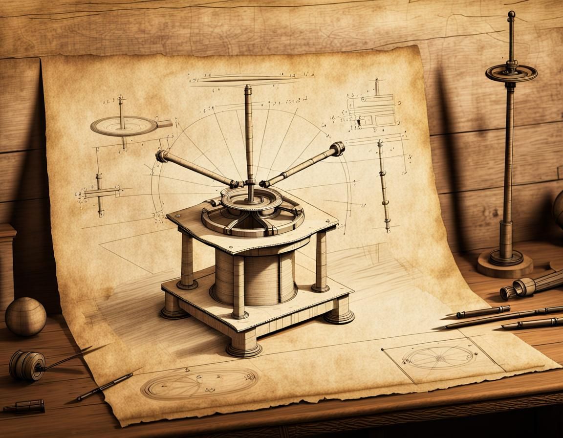 Da Vinci-Style 3D Propulsion System Drawing