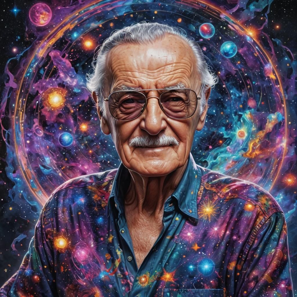 Cosmic Holographic Figure in Astral Illustration Style