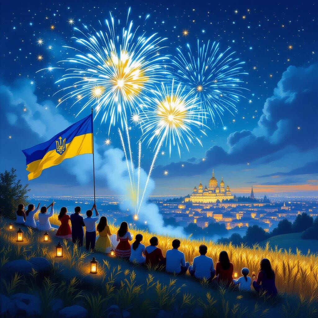 Ukraine Independence Day Fireworks Display
