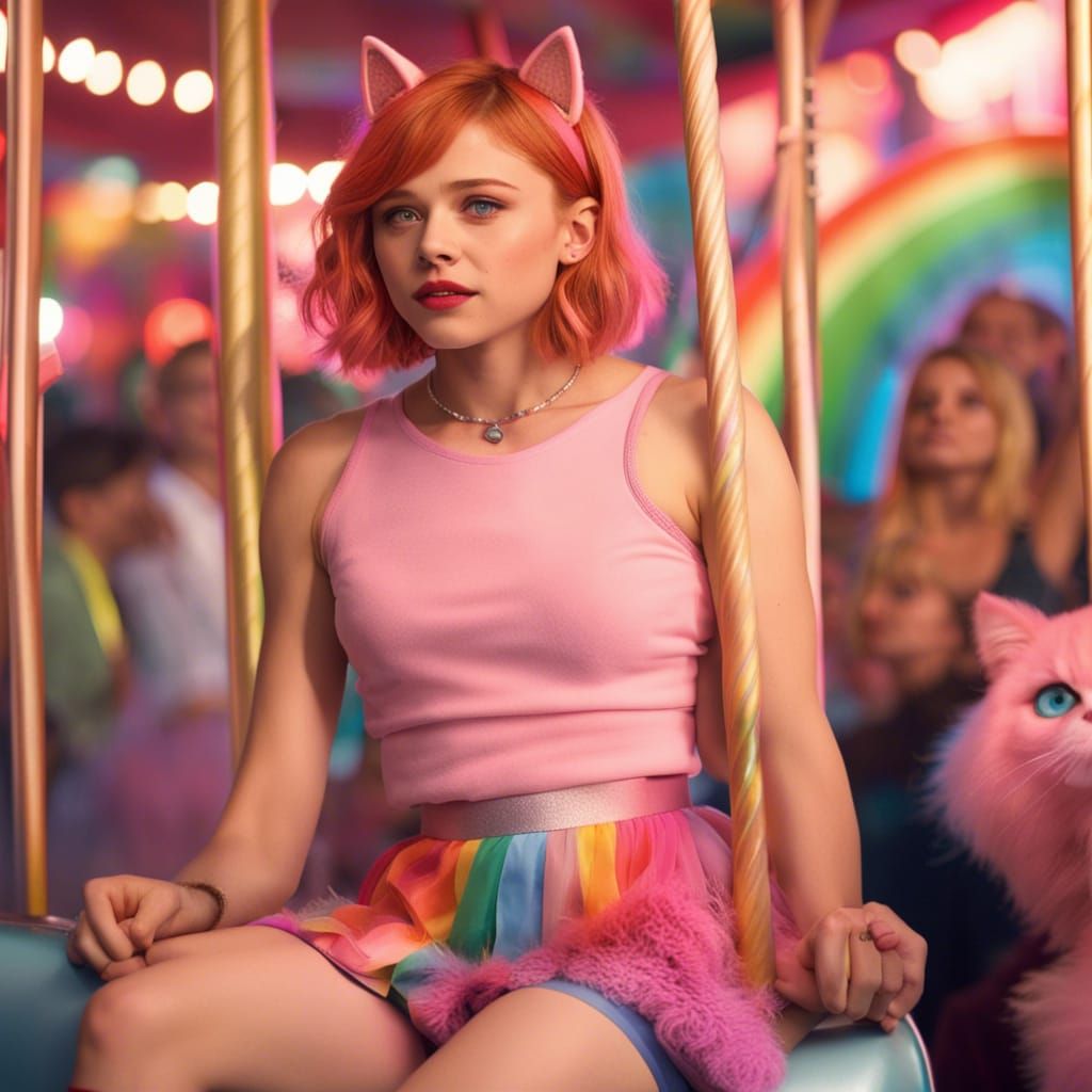 Cat-Eared Girl on Merry-Go-Round: Digital Matte Painting