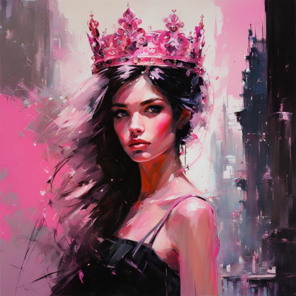 Modern Fantasy Princess in Pink Crown