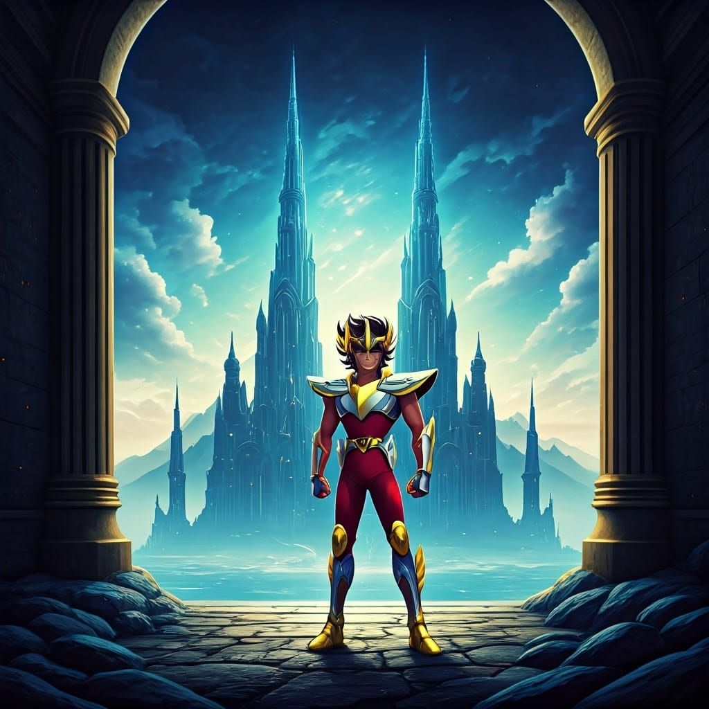 Pegasus Knight in Ethereal Dreamscape: Digital Art