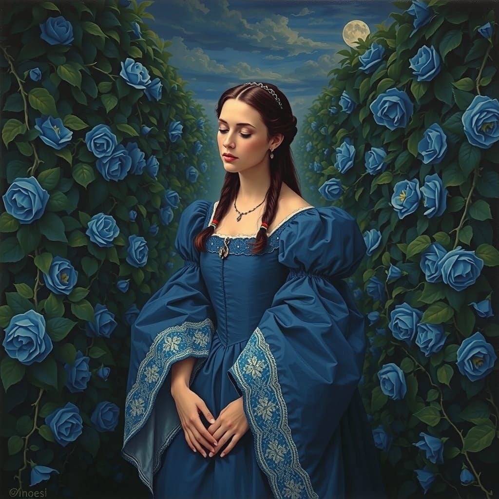 Spanish Baroness in Rossetti-Inspired Pre-Raphaelite Portrai...