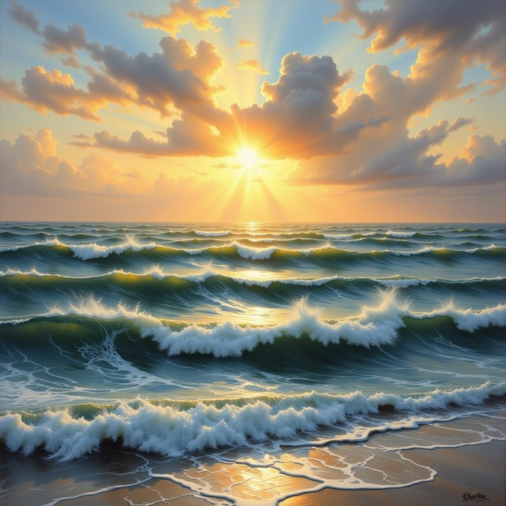 Spectacular Seascape at Sunrise in the Style of Constable