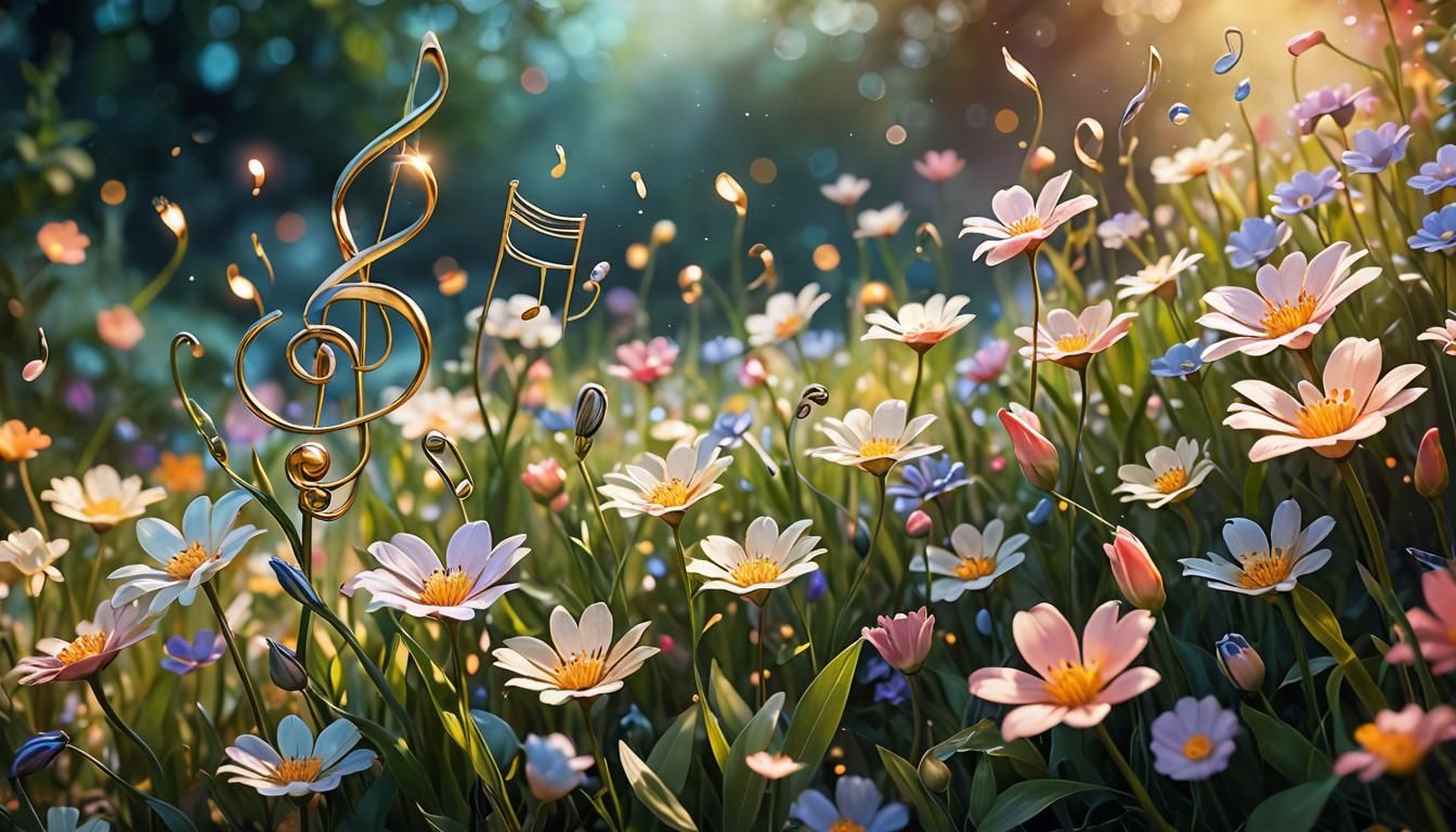 Musical Flowers Bloom in Tranquil Garden