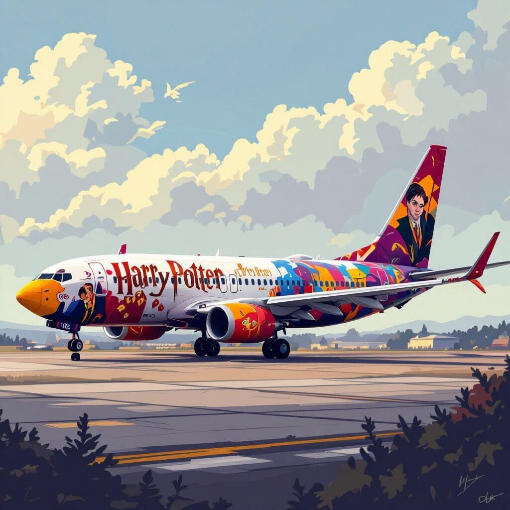 Harry Potter Themed Boeing 737-800 as Digital Art