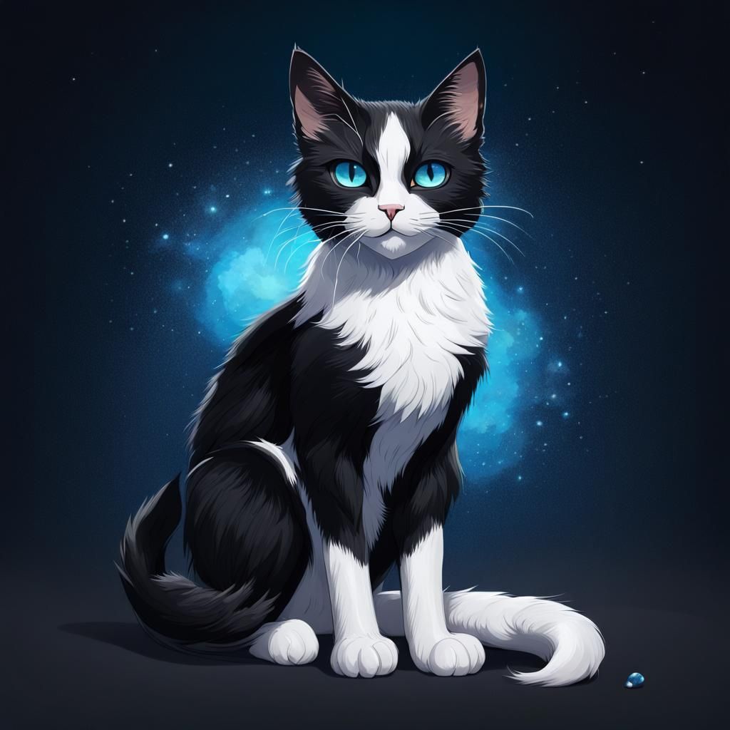 Hyperrealistic Black Cat with Star Markings