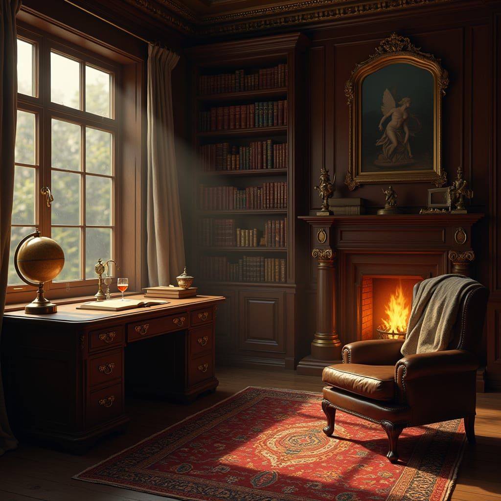 Study Room in Warm, Golden Light