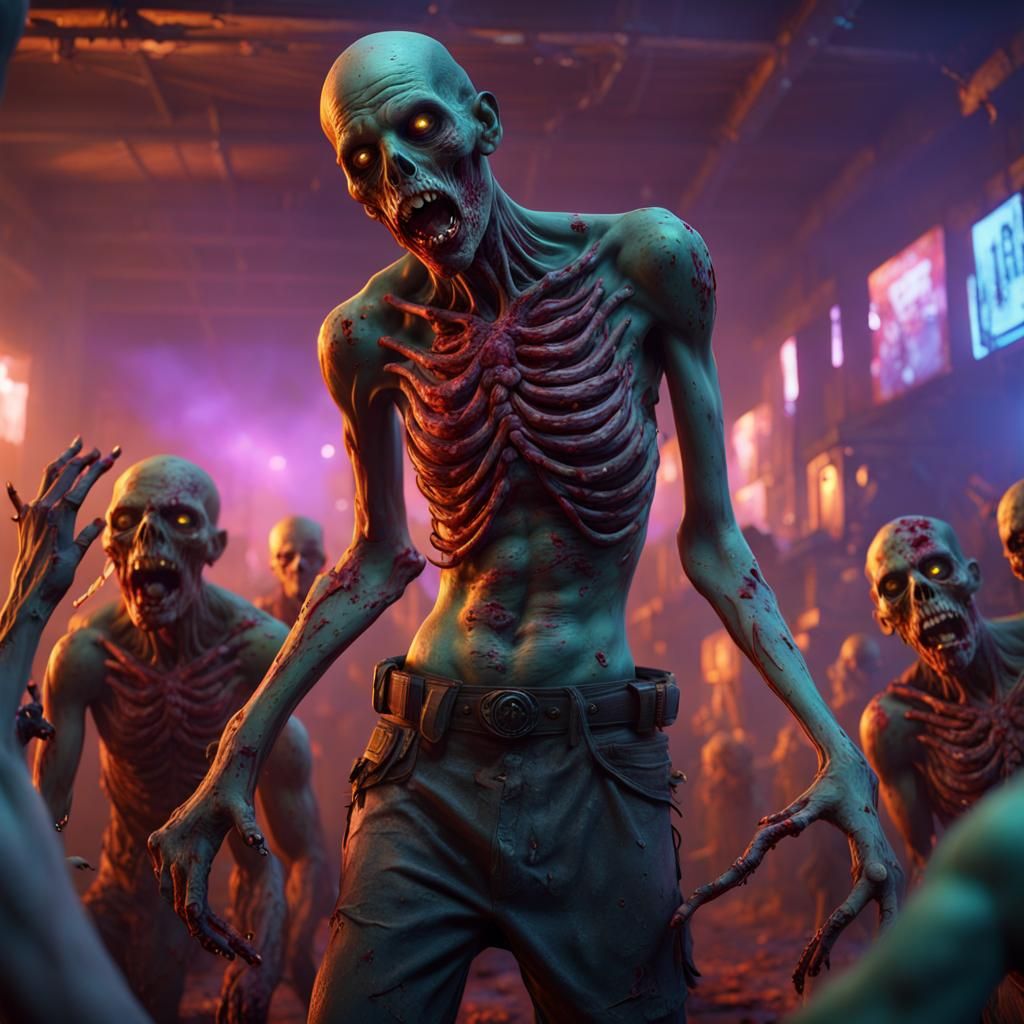 Detailed Zombie Rave Concept Art