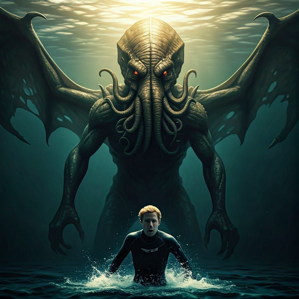 Eldritch Sea Monster Horror Chase in Golden Hour