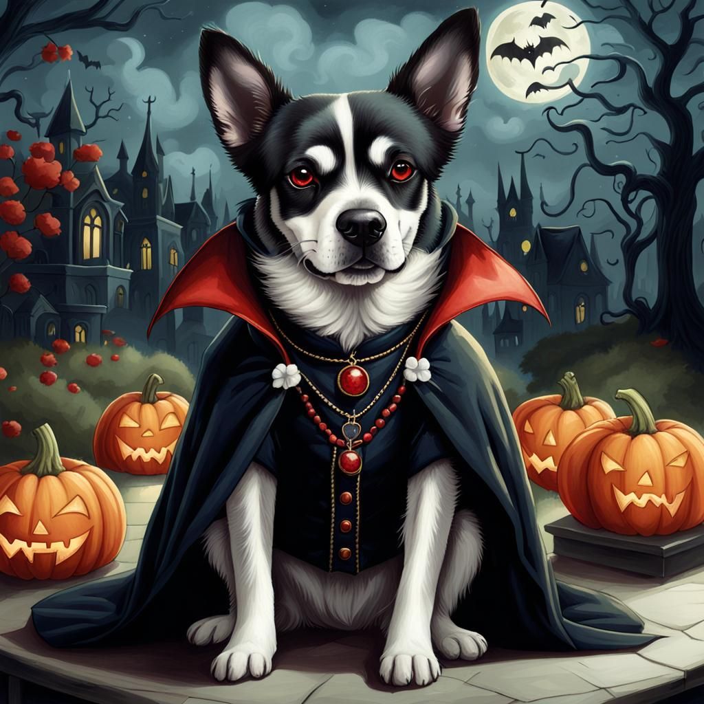 Dog Vampire Costume in Art Nouveau Style